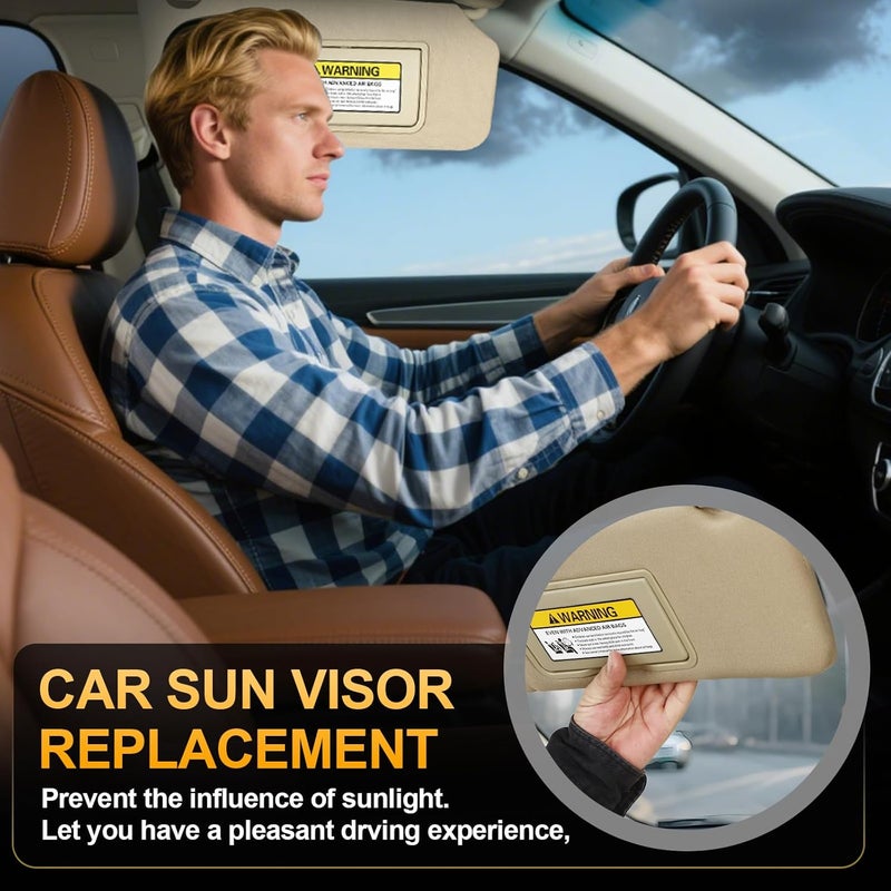 ItranMc Sunvisor Driver&Passenger Side for 2008-2017 Honda Accord Accessories, Left&Right Side Sun Visor with Light Mirror, Beige, Replacement#83280-TA0-A91ZB 83230-TA0-A91ZB - Image 3